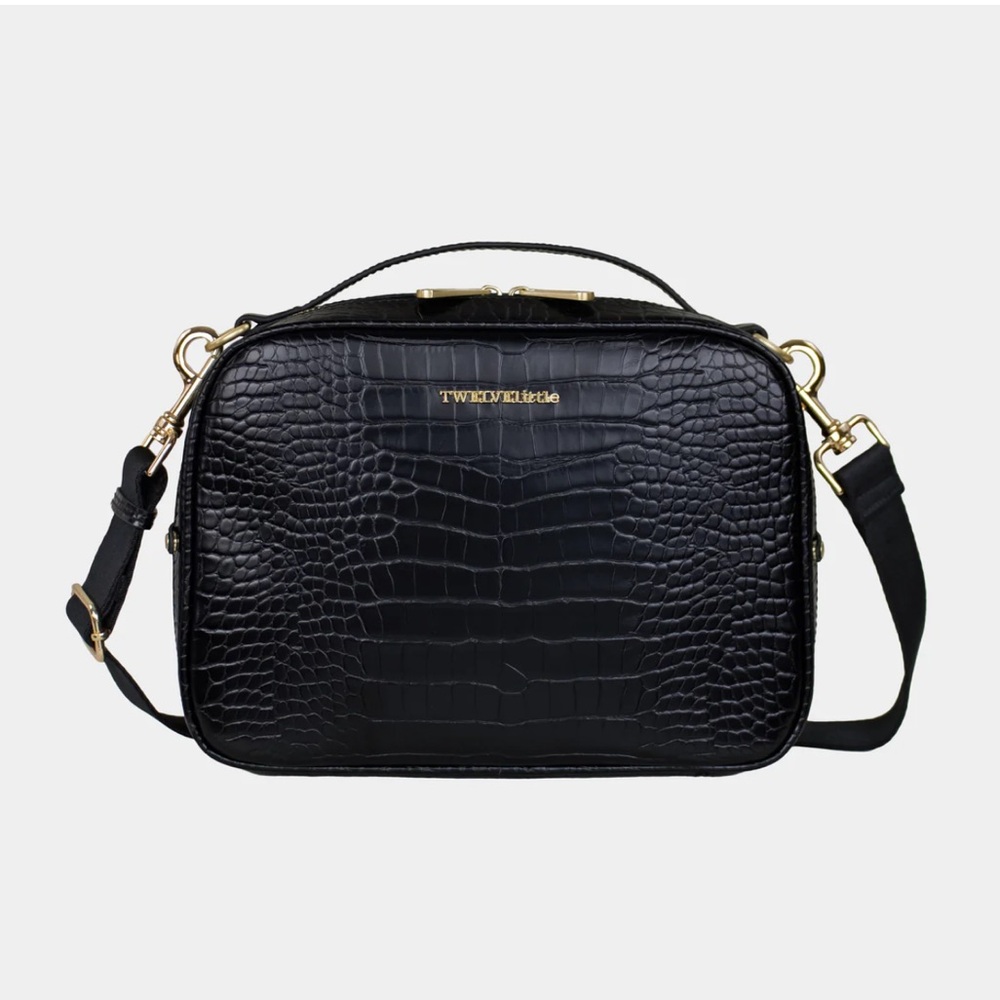 TWELVElittle Luxe Diaper Clutch in Black Croc